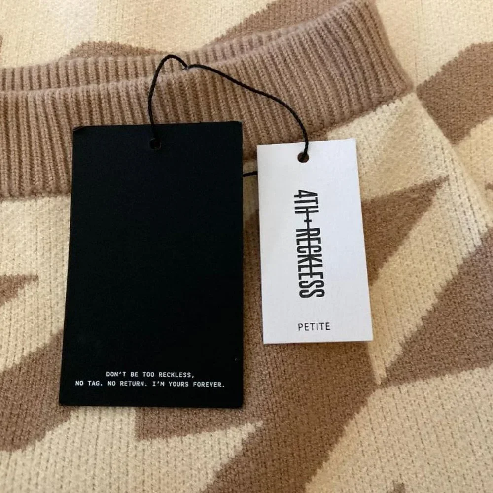 4th & Reckless Women's Nude Houndstooth Knitted, Size XXS  - New with Tags - Picture 5 of 6